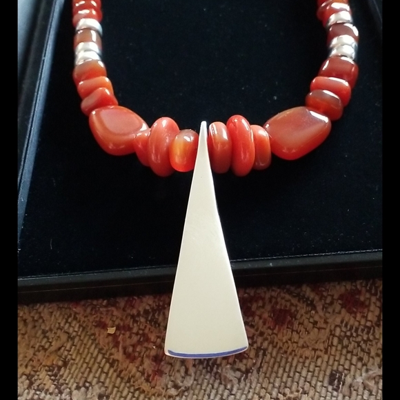 RLM Studio Sterling Silver Red Carnelian Necklace Toggle Clasp - Picture 1 of 16